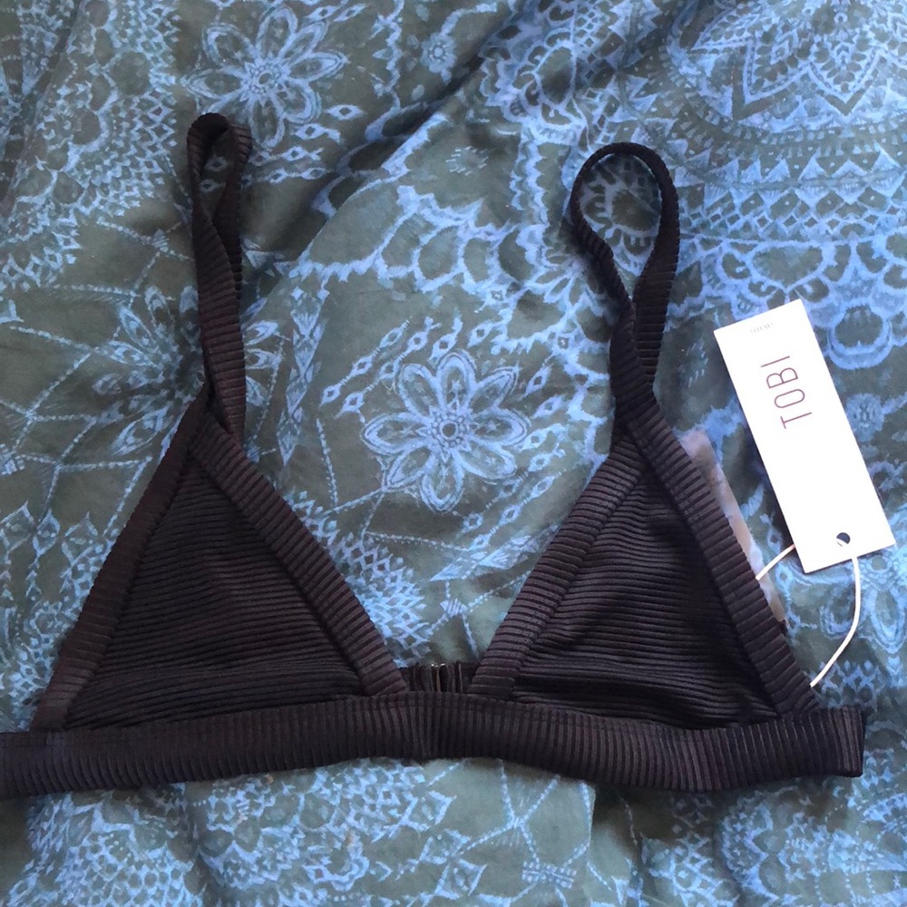 Black Ribbed Bikini Top